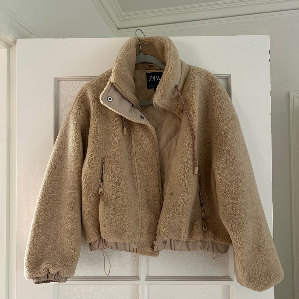 Zara teddy cozy jacket sz s